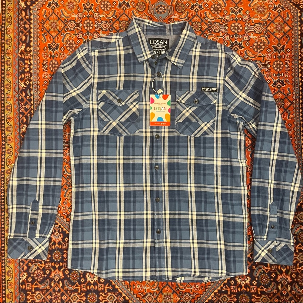 Spanish Boutique Brand Losan Boys 16 Button Down Soft Light Flannel New w/ Tags